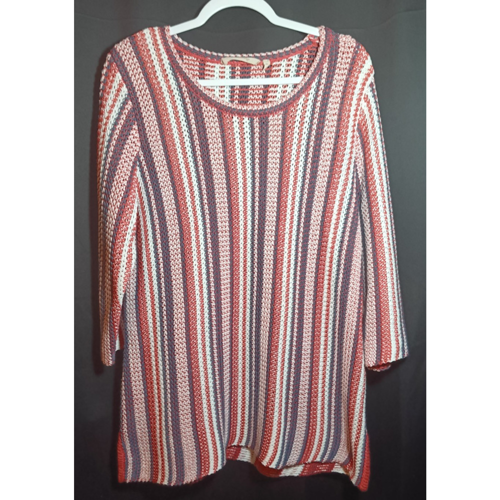 Soft Surroundings Striped Pullover Sweater Red White Blue Knit Women’s XL Cozy - Picture 1 of 4